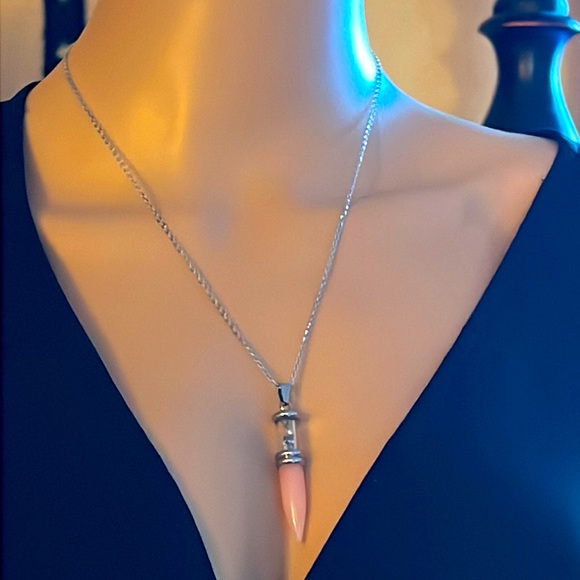 Rose Quartz & Meteorite Necklace - Picture 3 of 4